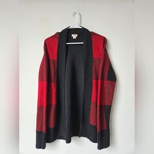 Red and Black Plaid Women's Sweater